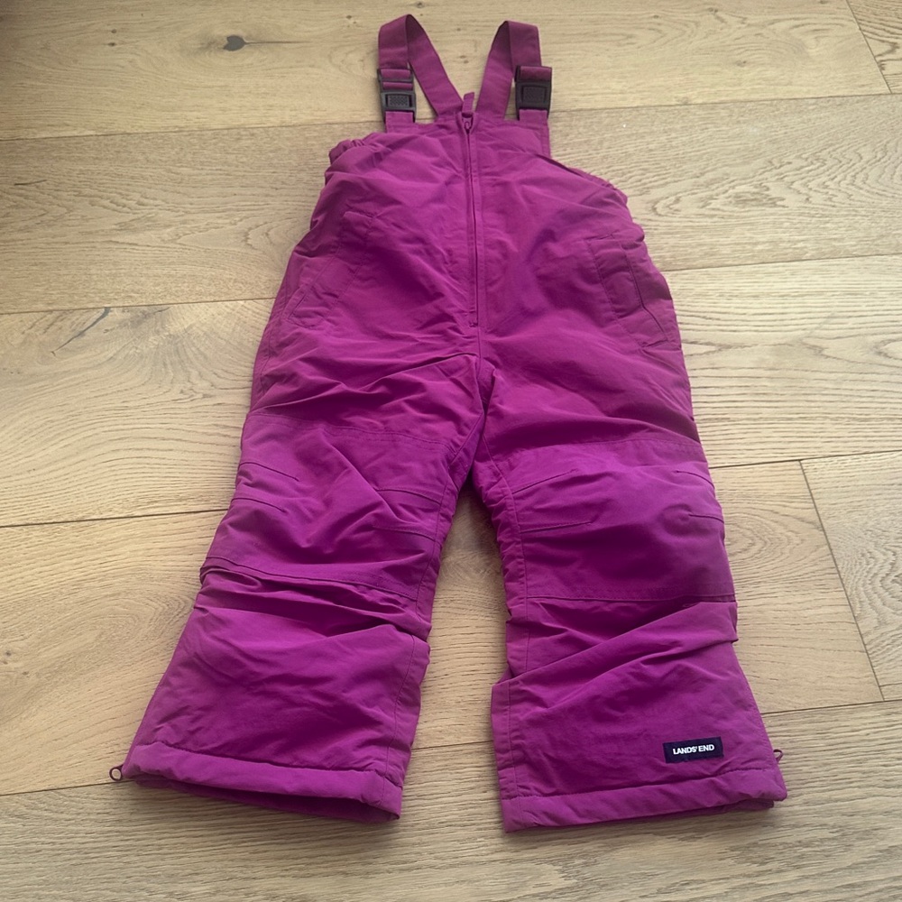 Lands' End Magenta Snow Bib Squall 4 girls
